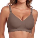 Litthing Comfort Seamless Bra Non Wired Push Up Bras for Women Wireless Support V Bra Anti Sagging Breast T Shirt Bralettes Soft Sleep Everyday Bras with Bra Extender Grey