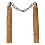 Pinaak Online Wooden Nunchaku, Handle 10? with 8? Steel Metal Chain