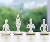 4pcs Yoga Statues Women Zen Decor Figurines Meditation Table Decoration Sculpture Spiritual Accents Shelf Decorations for Home Living Room Bedroom Office White