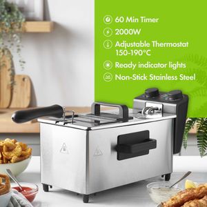 VonShef 3L Deep Fat Fryer – Stainless Steel Electric Fryer