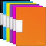 H&S A4 Display Folders - Set of 6 - Presentation Folder with 30 Plastic Sleeves - Document Display Book with Pockets - Assorted Colours - Black, Blue, Purple, Yellow, Orange, Pink