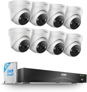 ZOSI 4K PoE Security Camera System,16 Port 24CH 8MP NVR with 4TB HDD,8pcs 4K Indoor Outdoor PoE IP Cameras,Face/Person/Vehicle Detection,2 Way Audio,Night Vision,Dual-Disk Backup for 24/7 Recording