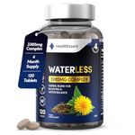 HealthEssent WaterLess™ Water Retention Tablets with Dandelion Root, Green Tea, Potassium & Vitamin B6 - (4 Month Supply) Natural Debloat & Fluid Support - 120 Vegan Tablets - Made in UK