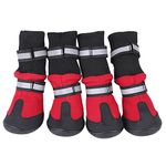 Protective Dog Shoes, Waterproof Dog Boots Non-Slip Dog Shoes with Reflective Strap Dog Boots for Large Dogs(L-Rojo)