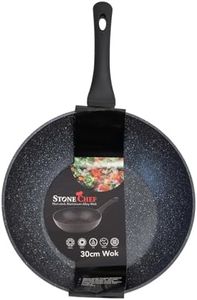 My Best Buy - Stone Chef Forged Wok Non Stick Cookware Kitchen Grey Handle - Black 30cm