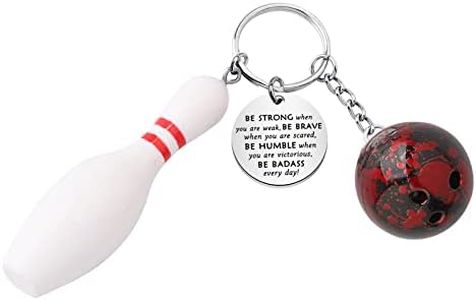 MYOSPAPK Bowling Ball Keychain Bowling Team Gifts Be Strong Be Brave Be Humble Keychain Gift for Bowling Lovers(CA Bowling Ball KC)