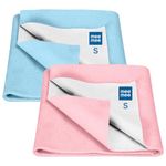Mee Mee Reusable Water Proof Cotton Bed Protector Sheet/Extra Absorbent Mat/Dry Sheets/Urine Sheet/Dry Mat Pack of 2 (Small, Pink & Blue) (50CmX70Cm)