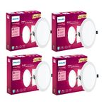 Philips 15W Round AP Plus UltraGlow LED DL Recessed LED Panel Ceiling Light (Pack of 4,Warm White)