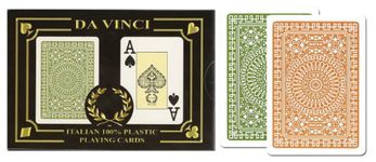 DA VINCI Club Casino, Italian 100-Percent Plastic Playing Cards, 2-Deck Set Bridge Size Regular Index, with Hard Shell Case and 2 Cut Cards