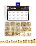 QWORK® 380PCS Brass Threaded Inserts Female Thread Knurled Nuts, M2 M2.5 M3 M4 M5 M6 Embedment Nuts Assortment Kit for Plastic Parts 3D Printing Parts by Heat or Ultrasonic