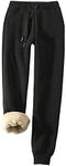 Sukany Women's Sherpa Lined Sweatpants Winter Athletic Running Jogger Fleece Pants Black S