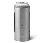 BrüMate Hopsulator Slim Can Cooler Insulated for 12oz Slim Cans | Skinny Can Insulated Stainless Steel Drink Holder for Hard Seltzer, Beer, Soda, and Energy Drinks (Stainless)