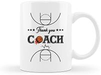 QUICQOD Thank You Coach Ceramic Mug 11 Ounce, Best Basketball Coach Coffee Tea Milk Mug Cup for Home Dorm Office Decor,Basketball Coach Birthday Retirement Gift,Appreciation Gifts for Basketball Coach