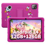 BESTTAB Kids Tablet 10 Inch Android 14 Tablets, A10 Toddler Tablet for Kids Age 3-12 with 12GB RAM 128GB ROM(up to 2 TB), 8 Core CPU, Parental Control, Dual Camera, Pre-Installed iWawa, WiFi 6, Pink