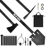 iunio Survival Shovel Axe, Military Camping Shovel,Camping Axe, Multi tool, Pickaxe, with Carrying Bag Multi-Function Adjustable Portable Folding Shovel Sets for Outdoor Hiking, Hunting, Expedition