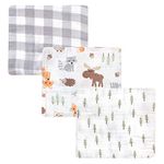 Hudson Baby Unisex Baby Cotton Muslin Swaddle Blankets, Woodland 3-Pack, One Size