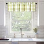 VOGOL Buffalo Check Jacquard Curtains Valance, Green Plaid Pattern Light Filtering Valances for Bedroom Bathroom, Decorative Rod Pocket Drapes for Office, 52 x 12, 1 Panel