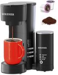 MIKESIER 3IN1 Single Serve Coffee Maker for K Cup & Ground, Small Coffee Machine with Milk Frother, 6-14oz Brew Size, 28oz Water Tank, Adjustable Drip Tray