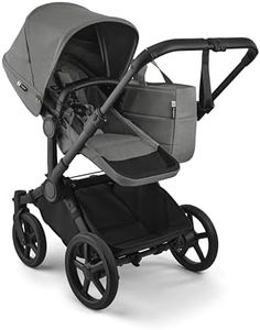 Bugaboo Donkey 6 Single-to-Double Convertible Stroller – Side-by-Side All-Terrain Double Stroller for Newborn and Toddler with XL Storage Basket & Easy One-Hand Steering – Moon Grey