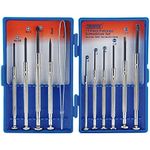 Draper 11 Piece Precision Screwdriver Set | Carbon Steel | DIY and Professional Kit | Plain Slot | Cross Slot | Swivel Tops | Tweezers | Plastic Case | 15631