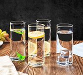 SYANKA Italian Premium Juice and Water Glasses Set of 4 Transparent, 300ml, Drinking Water Glasses Stylish and Crystal Highball Glasses for Water, Juice and Cocktails