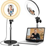 Desk Ring Light for Zoom Meetings-10.5'' Selfie Ring Light with Stand and Phone Holder for Laptop, Desktop Computer Ring Light for Makeup/Video Recording/Zoom Meeting/Live Streaming/YouTube/Tiktok