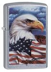 Zippo Mazzi Bald Eagle with Flag Pocket Lighter, Street Chrome