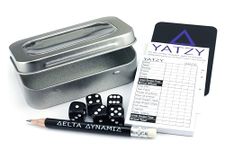 Yatzy Travel Tin – Traditional Dice Game in a Compact Hinged Storage Tin. Pocket-Sized Set. UK-Made.