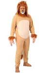 ADULTS LION COSTUME - BROWN LION JUMPSUIT WITH TAIL + SEPARATE MANED HOOD - WORLD BOOK DAY, HALLOWEEN, AND TV & MOVIE CHARACTER FANCY DRESS COSTUME (X-LARGE)