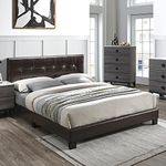 Twin Faux Leather Upholstered Bed, Brown