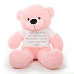 HUG 'n' FEEL SOFT TOYS Big Teddy Bear Wearing I Will Wait for You Because Honestly I Don't Want Anyone Else T-Shirt 6 feet Pink_T Shirt_I Will Wait for You Plush & Stuffed Toys