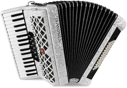 Accordion 34 Keys 60 Bass,with 5 treble adjustment buttons(White)