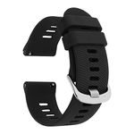 TIESOME Silicone Rubber Watch Bands, Silver Stainless Steel Buckle, Quick Release, 18mm 20mm 22mm Smartwatches Bands for Men and Women Waterproof Sport Watchbands (22mm, Black)