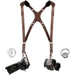 C Coiro Camera Harness for 2 Cameras – Dual Shoulder Leather Camera Strap – Double Camera Harness for DSLR/SLR, Brown, Adjustable