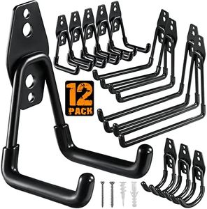 HUPBIPY 12 Pack Garage Hooks Heavy Duty,Utility Steel Garage Storage Hooks,Wall Mount Garage Hanger&Organizer for Organizing Power Tools,Ladders,Bulk Items,Bikes,Ropes and More Equipment