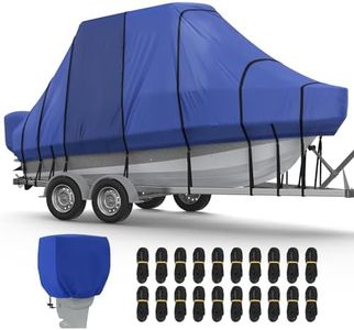 RVMasking T-Top Center Console Boat Cover,1400D Reinforced, 24'-26', Blue