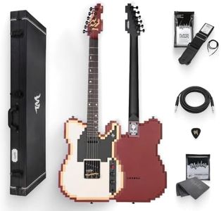Mojolnir 8-Bit Stage-T Pixel Electric Guitar, Original Inspired Design, Semi-Hollow Lightweight Build, Custom MTL-50 Alnico Pickups, Brass Compensated Bridge, Premium Hardshell Case Included