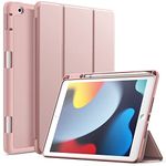 JETech Case for iPad 10.2 Inch 2021/2020/2019 (9th/8th/7th) Model with Pencil Holder, Slim Tablet Cover with Soft TPU Back, Auto Wake/Sleep (Rose Gold)