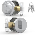 MEGA HANDLES - Ralph Deadbolt I Entry Deadbolt Lock - Heavy Duty Round Locking Deadbolt for Left or Right-Handed Doors - Interior/Exterior - Polished Chrome