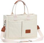 Kawn® Large Canvas Tote Bag for Women hobo Shoulder Bag with Zipper Multi-Pocket Satchel bag Crossbody Bag with Detachable Strap Everything Everyday Handbags for Office, College and Travel (Beige)