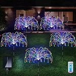 Outdoor Solar Lights, 5 Pack 120 LED Waterproof Solar Firework Lights Are 8 Modes Decorative Sparkles Stake Landscape Light, Garden Copper Wire Firework Lamp For Backyard Lawn Patio Decor(Multi-Color)