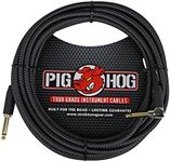 Pig Hog - PCH20BKR PC-H20BKR Right-Angle 1/4" to 1/4" Black Woven Guitar Instrument Cable, 20 Feet