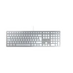 CHERRY KC 6000 SLIM FOR MAC, wired Mac keyboard (USB-A connection), UK layout (QWERTY), whisper-quiet keys, flat design, silver/white