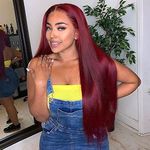 CHIREF 99J Burgundy Straight Lace Front Wigs Human Hair 13x4 Red Colored Wigs for Black Women Brazilian Remy Hair Pre Plucked with Bleached Knots (20Inches 150Density)