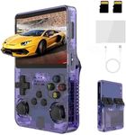 GameVibe R36S Handheld Retro Game Console, 3.5 Inch IPS Screen Built-in 15,000+ Classic Video Games with Preinstalled Emulator System (Transparent Purple)