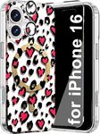 WATEFULL for iPhone 16 MagSafe Case Leopard Cheetah Clear Glitter, Luxury Trendy Magnetic Bumper iPhone 16 Case +1 Screen Cover +1 Camera Lens Protector for Women Girl iPhone 16 6.1"(Red Leopard)