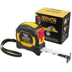 LEXIVON 16Ft/5m DuaLock Tape Measure | 1-Inch Wide Blade with Nylon Coating, Matte Finish White & Yellow Dual Sided Rule Print | Ft/Inch/Fractions/Metric (LX-207)