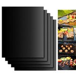 Dailyart Grill Mats Non Stick Set of 5 BBQ Grill Mat Baking Mats FDA-Approved PTFE Teflon BBQ Accessories Grill Tools Reusable, Easy CleanWorks on Gas, Charcoal, Electric Grill 15.75 x 13-Inch, Black