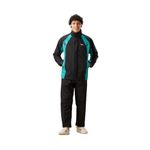 ZEEL Rain Coat for Men Waterproof for Bike Riders with Adjustable Hood Along with Inner Pockets,Waterproof Raincoat with Polyester Jacket,Pants and Waterproof Drawstring Bag,AZ05 Black-Green L