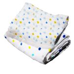 Mahaveer Cotton Organic Cotton Muslin Pack of 2 Baby Bath Towel 120 cm X 120 cm_Multi Star Dot,400 tc